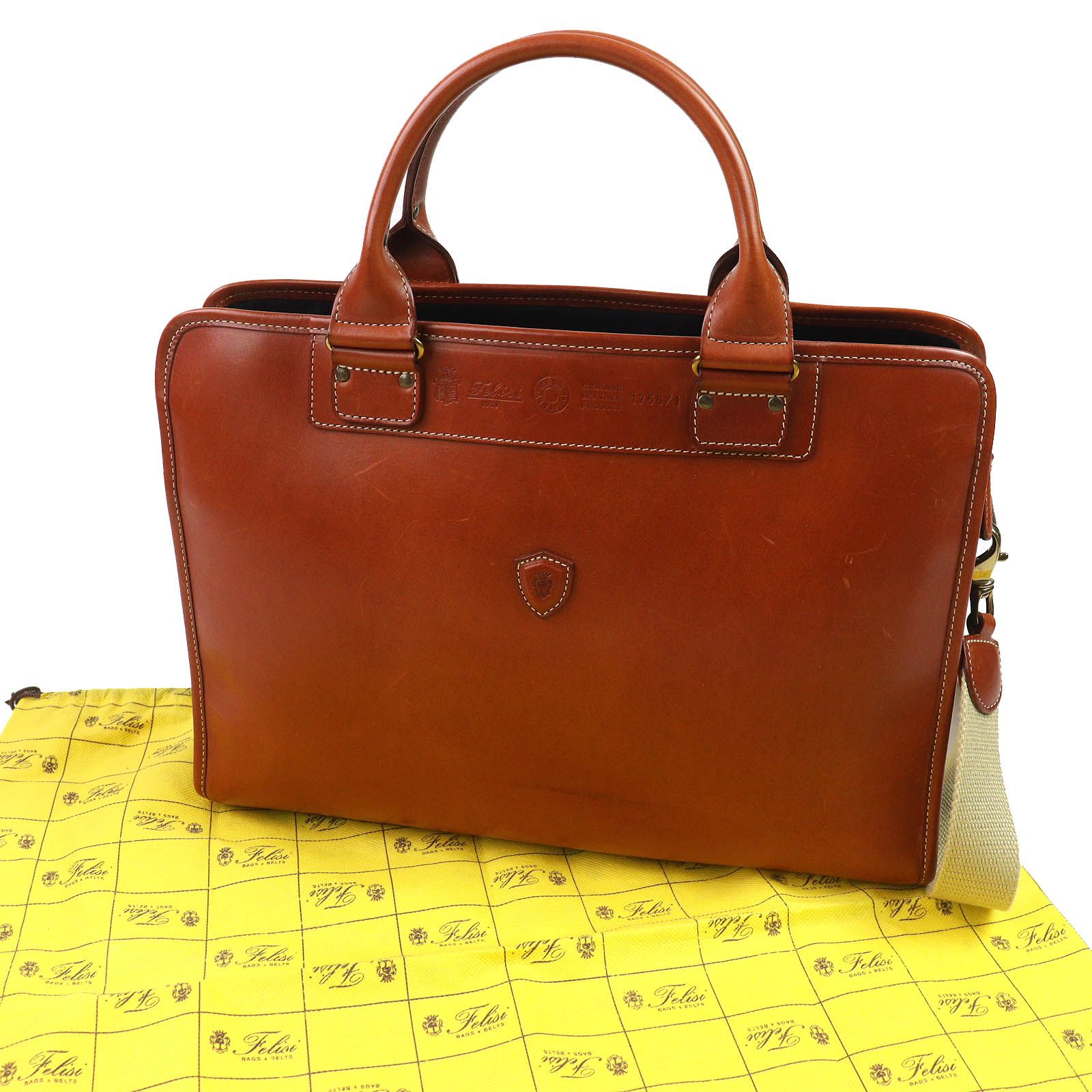 美品△Felisi フェリージ 1756/1 ロゴ 2WAY レザー ショルダー