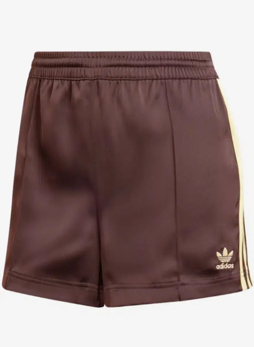 adidas アディダス 3本線 サテン ショートパンツ 茶色 半ズボン
