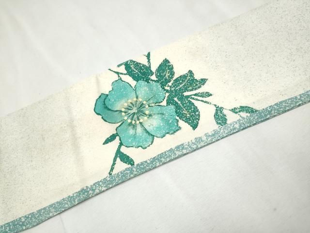 平和屋着物○塩瀬 九寸名古屋帯 枝花文 金彩 たたき染め 正絹