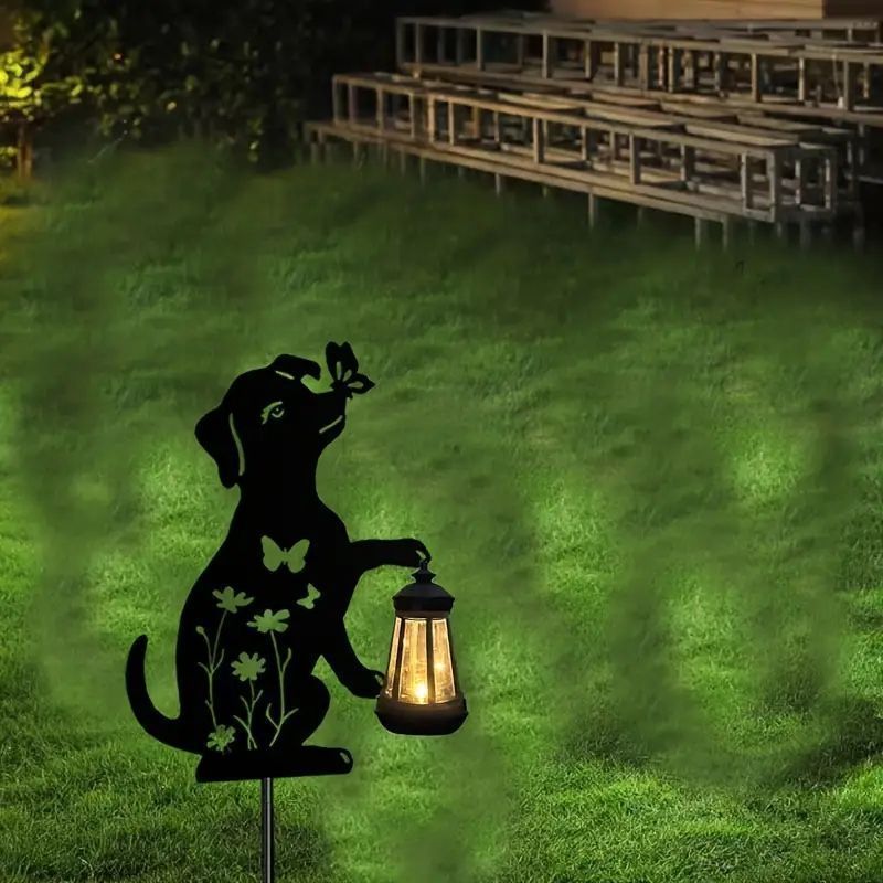 ソーラー充電式動物シルエットランタンセット エレガントで耐久性のあるLEDガーデンライト