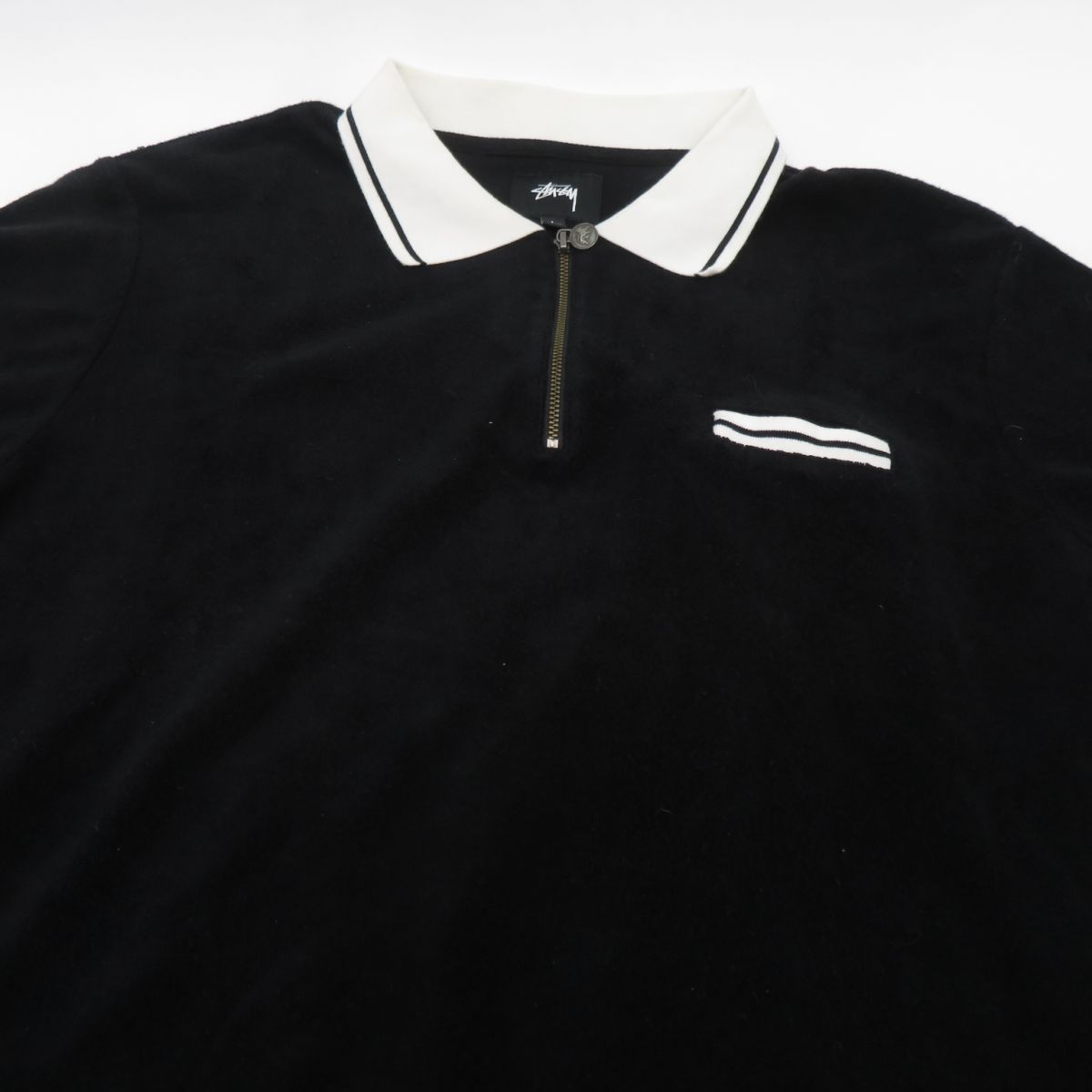 STUSSY ステューシー Terry Lion Zip Polo パイル ハーフジップ ポロシャツ Lサイズ ブラック ※中古 - メルカリ