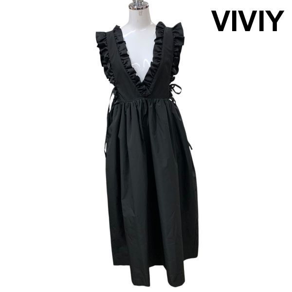 ◆ Bibiy. ビビィ ジャンバースカート ワンピース ドレス ノースリーブ 黒 フリー レディース H5X070