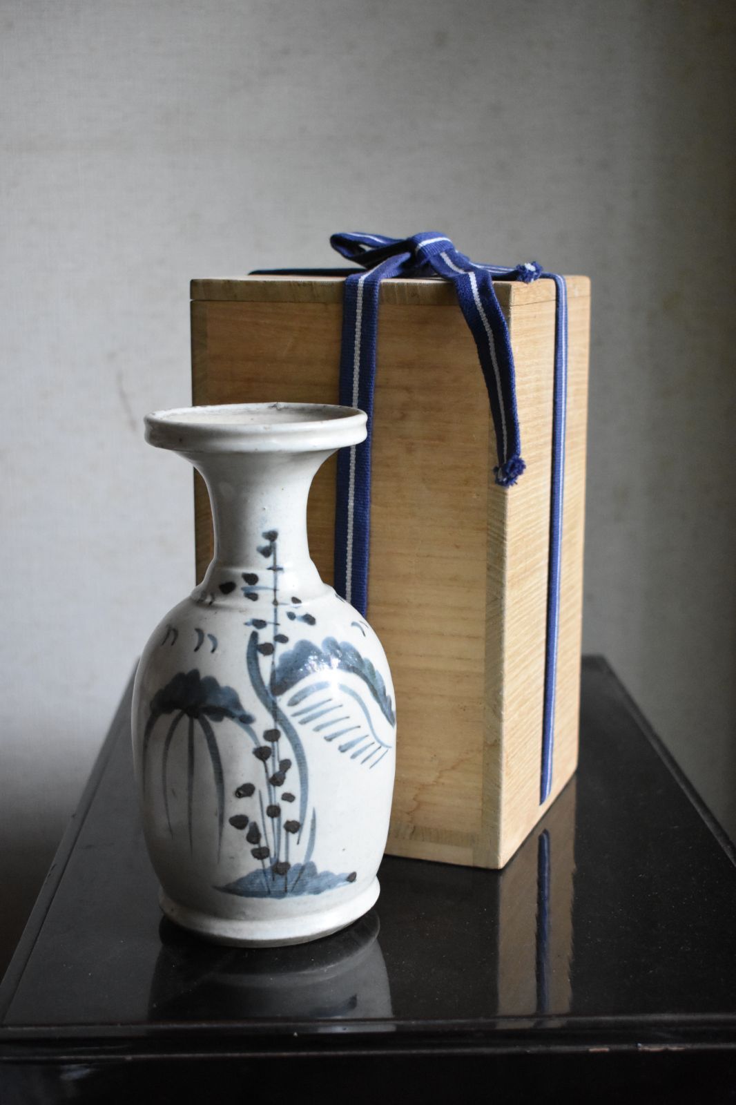 初期伊万里 染付 高18.5cm ☆ 花瓶 花入 花生 徳利 江戸時代