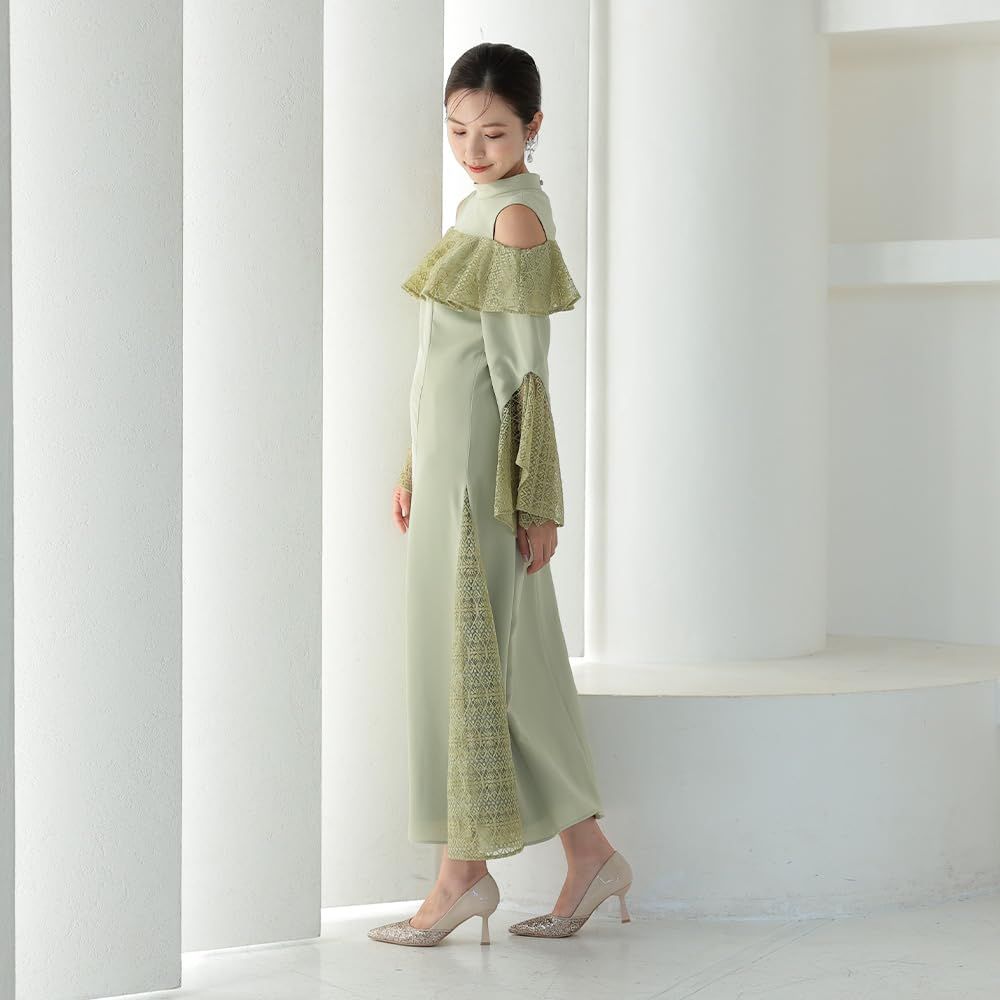 [アウニイ] パーティ ワンピース ドレス レディース 結婚式およばれワンピース レース 刺繍 五分袖 パーティードレス お呼ばれ 花柄刺繍 ミディ丈 | [アウニイ] パーティ ワンピース ドレス レディース 結婚式