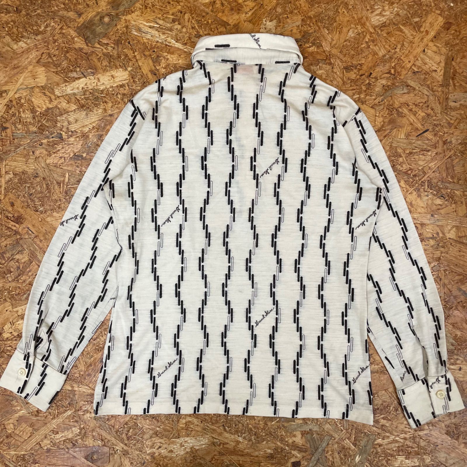 70s 昭和レトロ Munsingwear Grand Slam 長袖ポロシャツ L 総柄