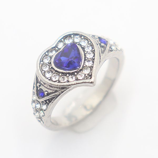 指輪 リング ブルー×シルバー ハートデザイン 石付き 20号 レディース