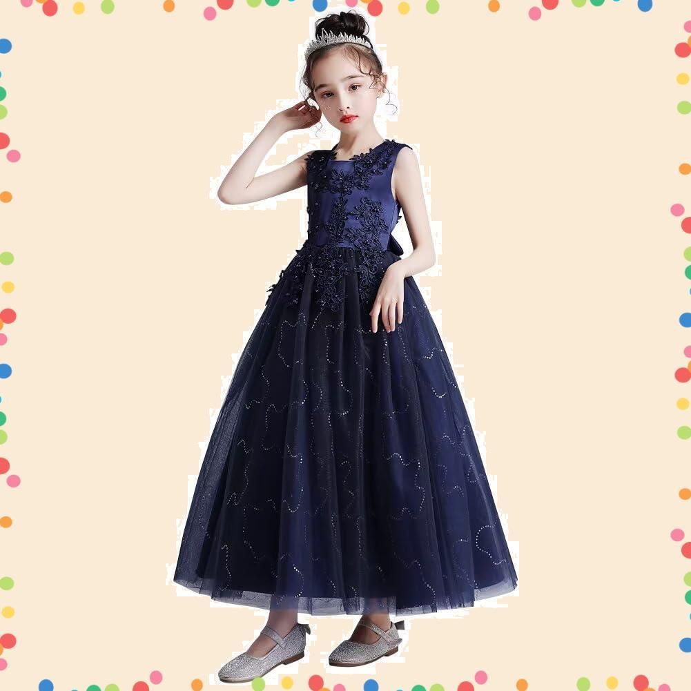 ドレス Ｋａｙｉｙａｓｕ 子供 ロング ピアノ 発表会 Vネック サテン ワンピース 女の子 フォーマル 結婚式 ノースリーブ エレガ 子供 ドレス 発表会 子どもドレス ロングドレス キッズ