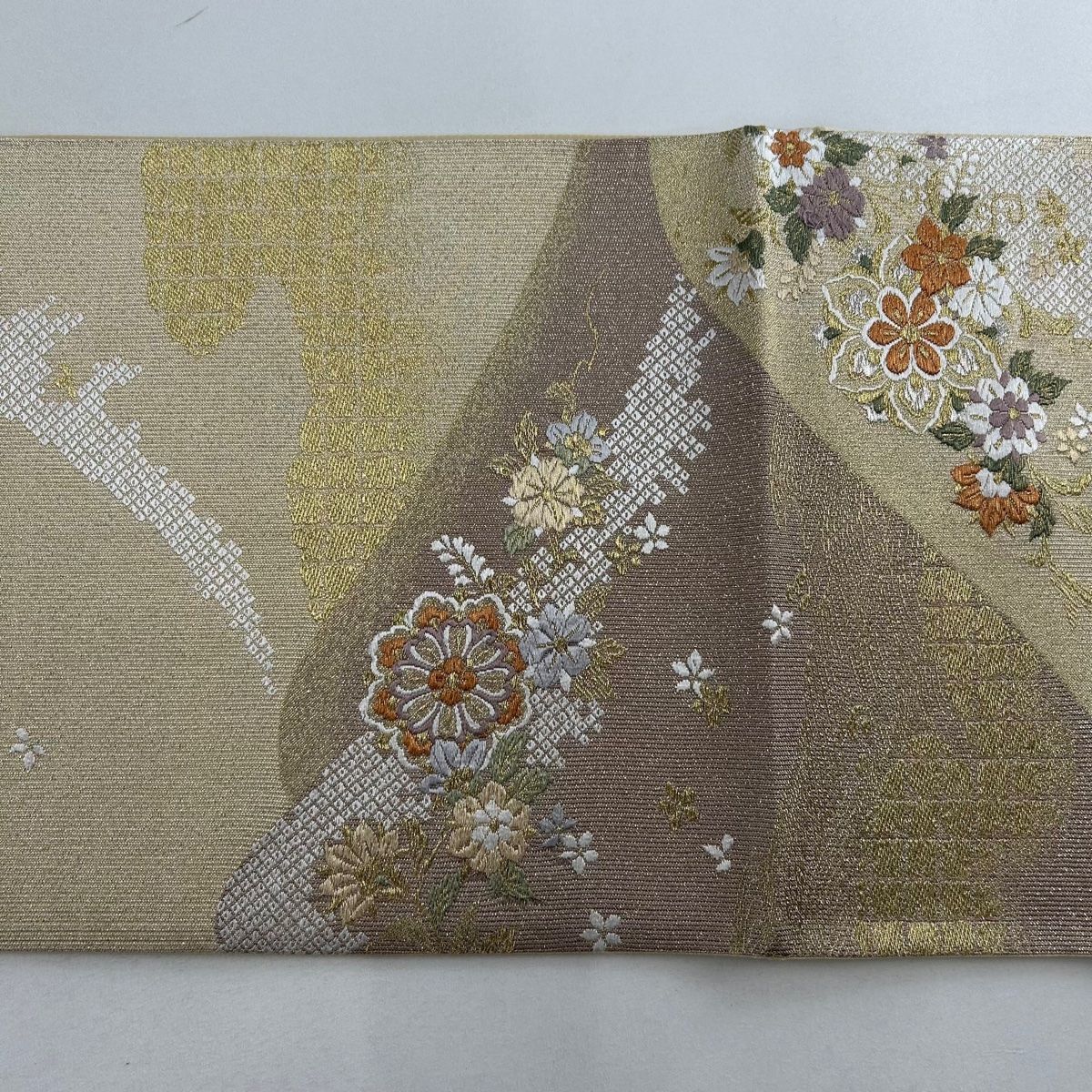 袋帯 秀品 草花 波 金銀糸 箔 金色 六通 正絹 【中古】 - メルカリ