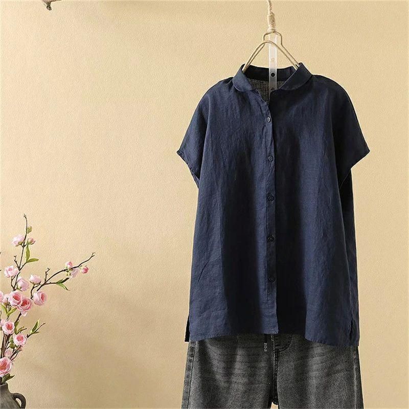 綿シャツ レディース シャツ 半袖 フレンチスリーブ 夏 おしゃれ 白シャツ シャツブラウス とろみ ドルマンスリーブ ドロップショルダ 前開け ボタン止め 折り襟 綿シャツ レディース シャツ 半袖 フレンチスリーブ 夏 おしゃれ
