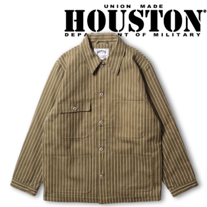 HOUSTON | ヒューストン 51500 STRIPE VIYELLA COVERALL | ストライプビエラカバーオール OLIVE