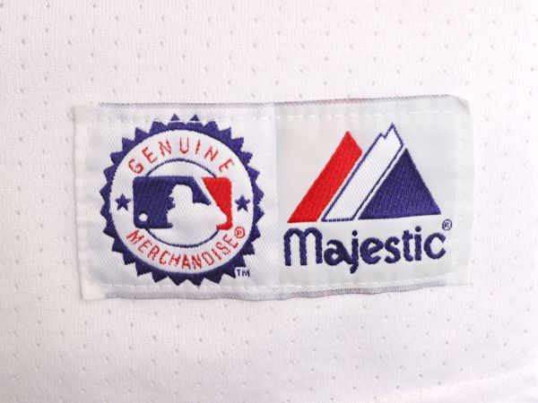 簡素な なクーポン配布中! MLB オフィシャル Majestic ブレーブス ベースボール シャツ メンズ L 程 古着 ユニフォーム メジャーリーグ ゲームシャツ 半袖シャツ 野球