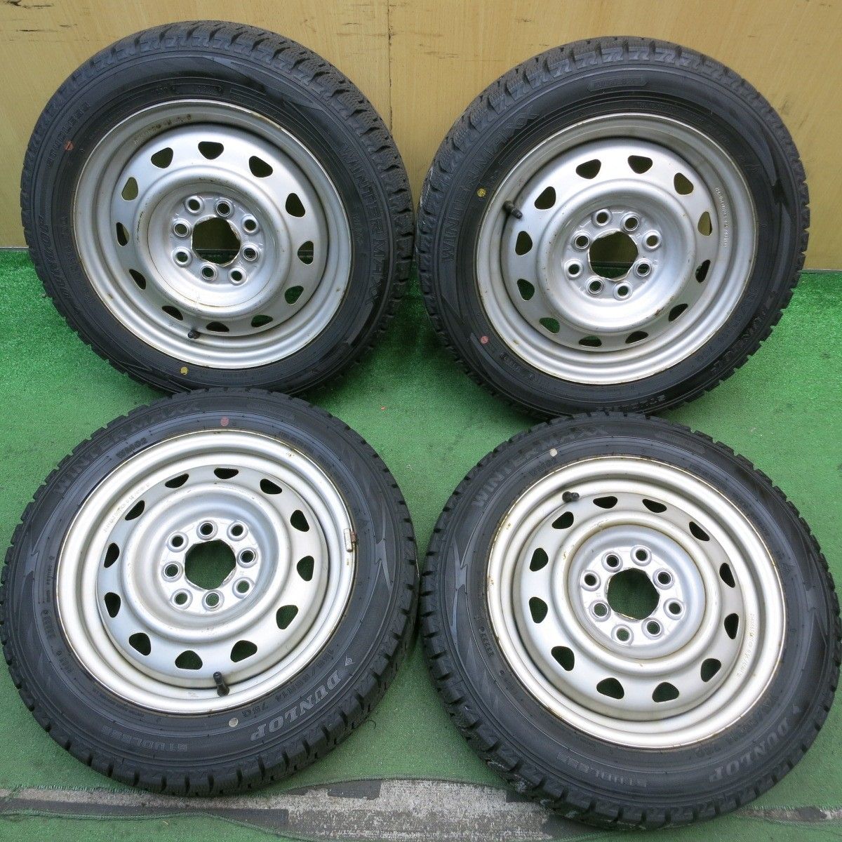 新作，HOT バリ溝！22年！9分★スタッドレス 155/65R14 ダンロップ ウインターマックス WM02 スチール ホイール PCD 100 114.3/4H マルチ★5083107HAス 14インチ