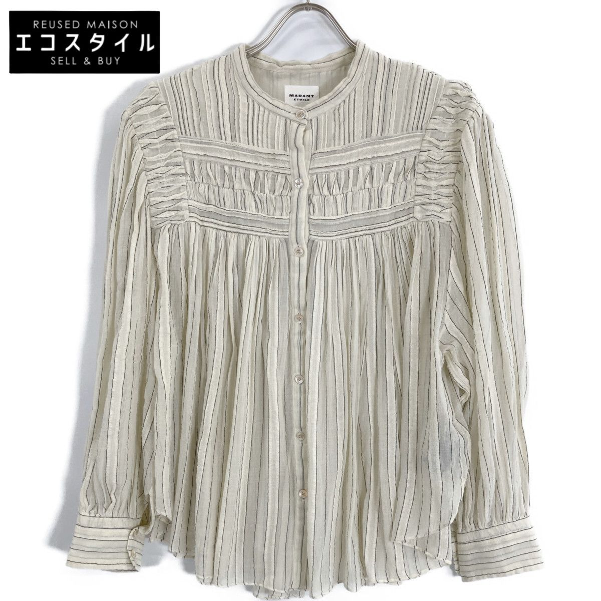 ISABEL MARANT ETOILE イザベル マラン エトワール ｱｲﾎﾞﾘｰ HT0002FB ｽﾄﾗｲﾌﾟ ｺｯﾄﾝｼｬﾂ 36
