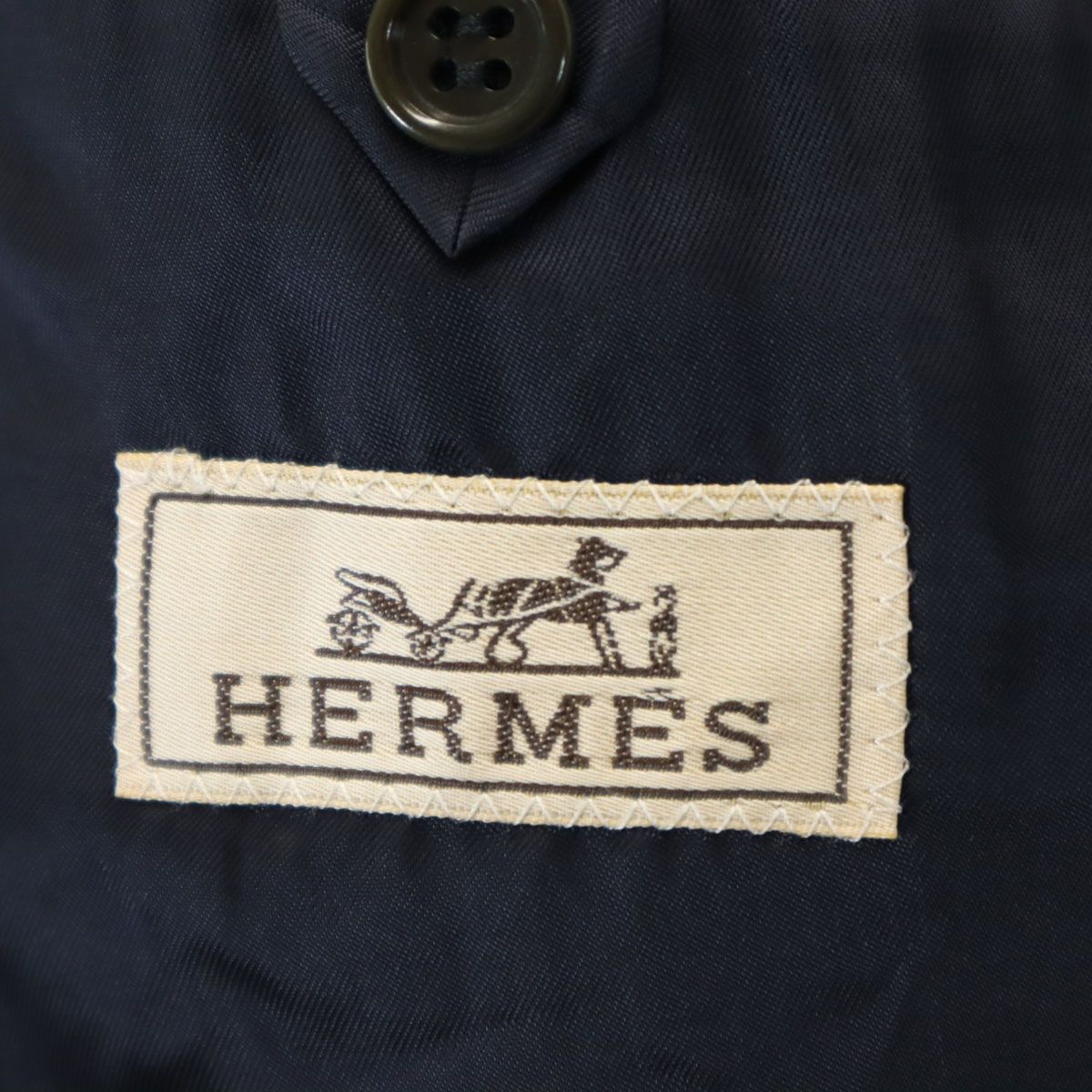 エルメス　イタリア製　テーラードジャケット　ネイビー　3釦　メンズ　50　L相当 HERMES（エルメス）テーラードジャケット 紺 サイズ:44(S位