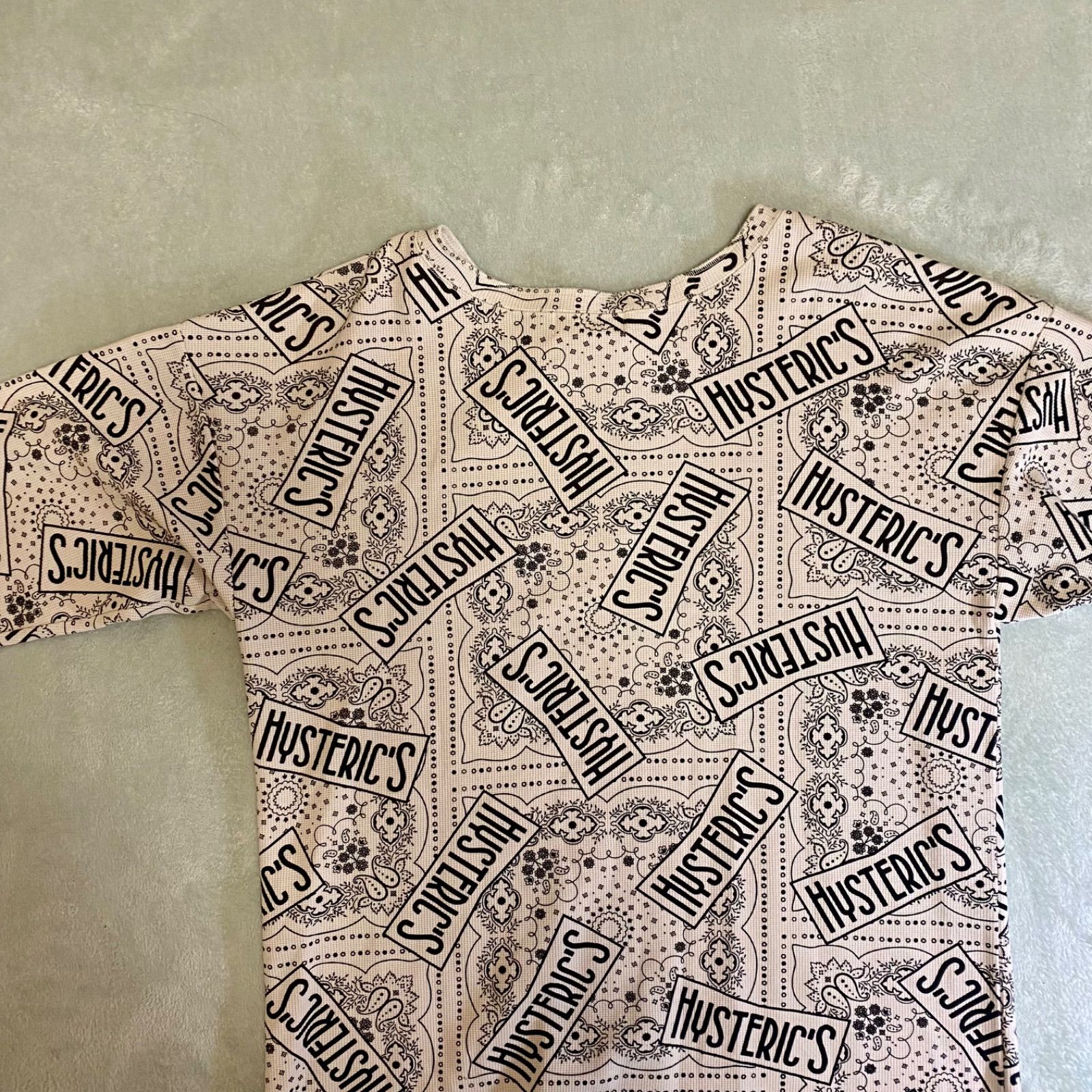 HYSTERIC GLAMOUR】ペイズリー柄 ヘンリーネック 長袖Tシャツ サーマル 