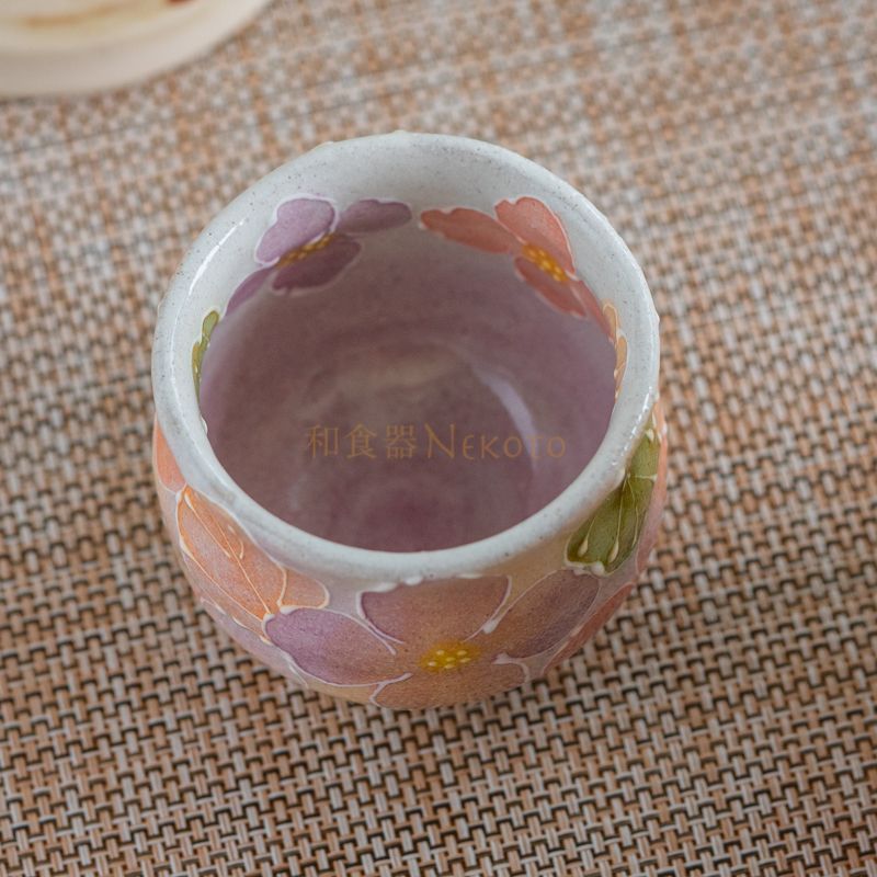 日本製 風花工房 ＊一珍花紋徳利紅＋ぐい吞＊ 酒器 花柄 おしゃれ