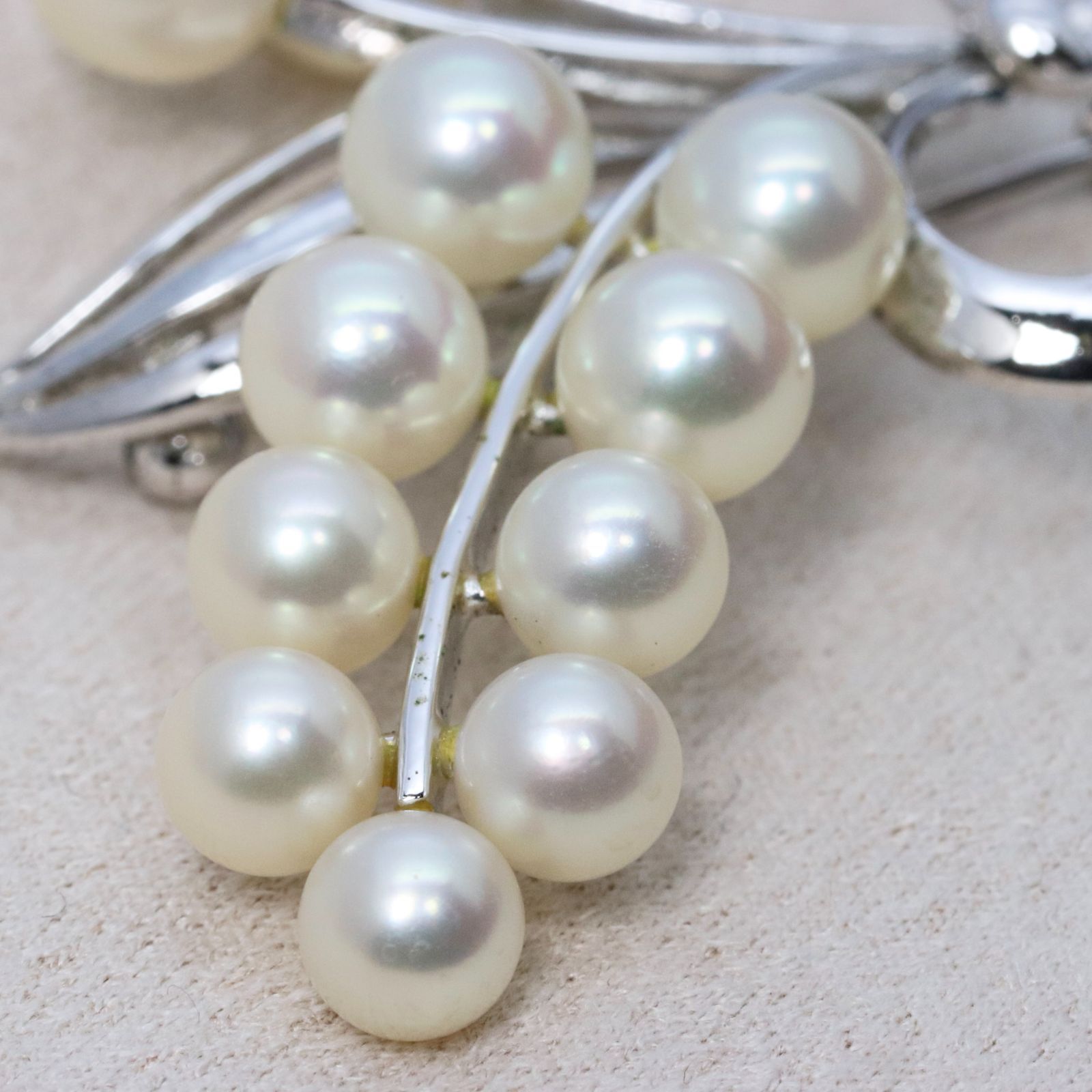 ミキモト シルバー 真珠 花束モチーフ パール ブローチ MIKIMOTO/24-65S