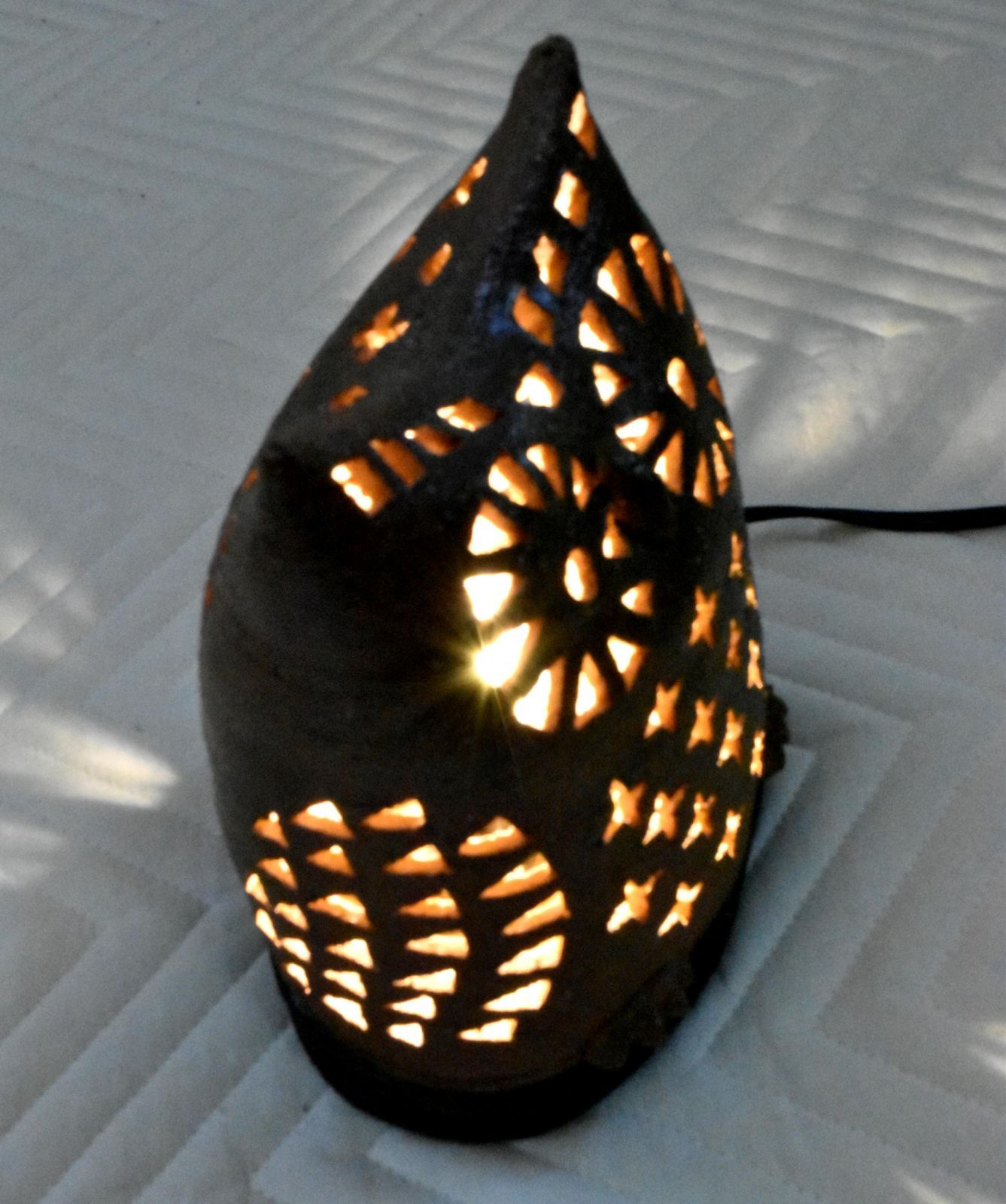 みみずく陶器ランプシェード ハンドメイド かわいい LED電球