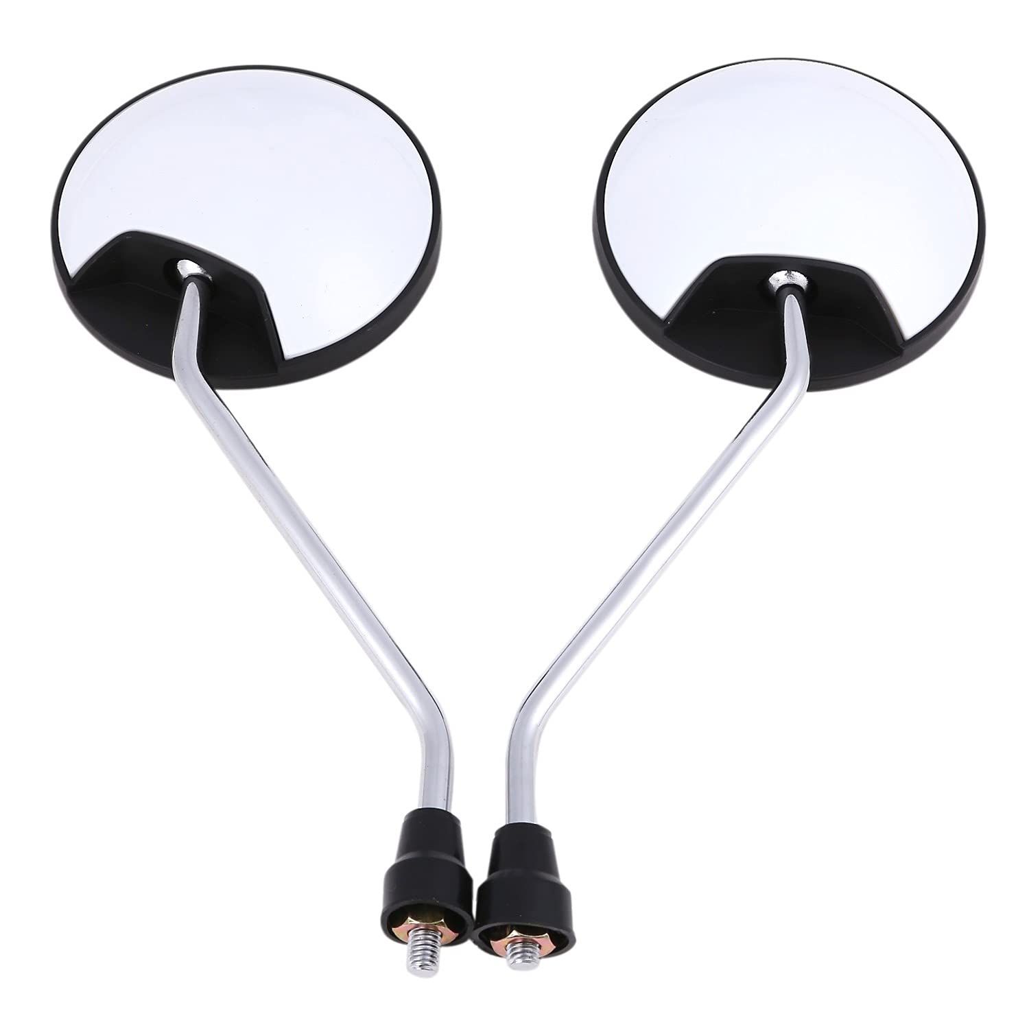 商品 正ネジ 8mm 丸型 左右セット ホワイト バイクミラー ルボナリエ
