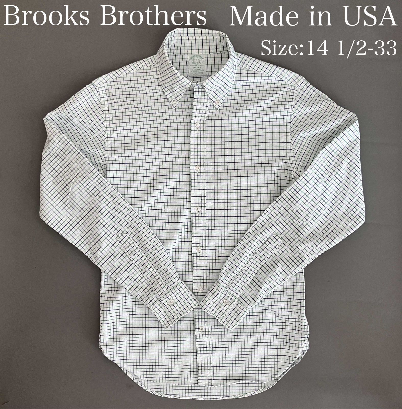 希少　アメリカ製　brooks brothers　ボタンダウンシャツ　14ハーフ 未使用】アメリカ製ボタンダウンシャツ アメリカ製 ブルックス