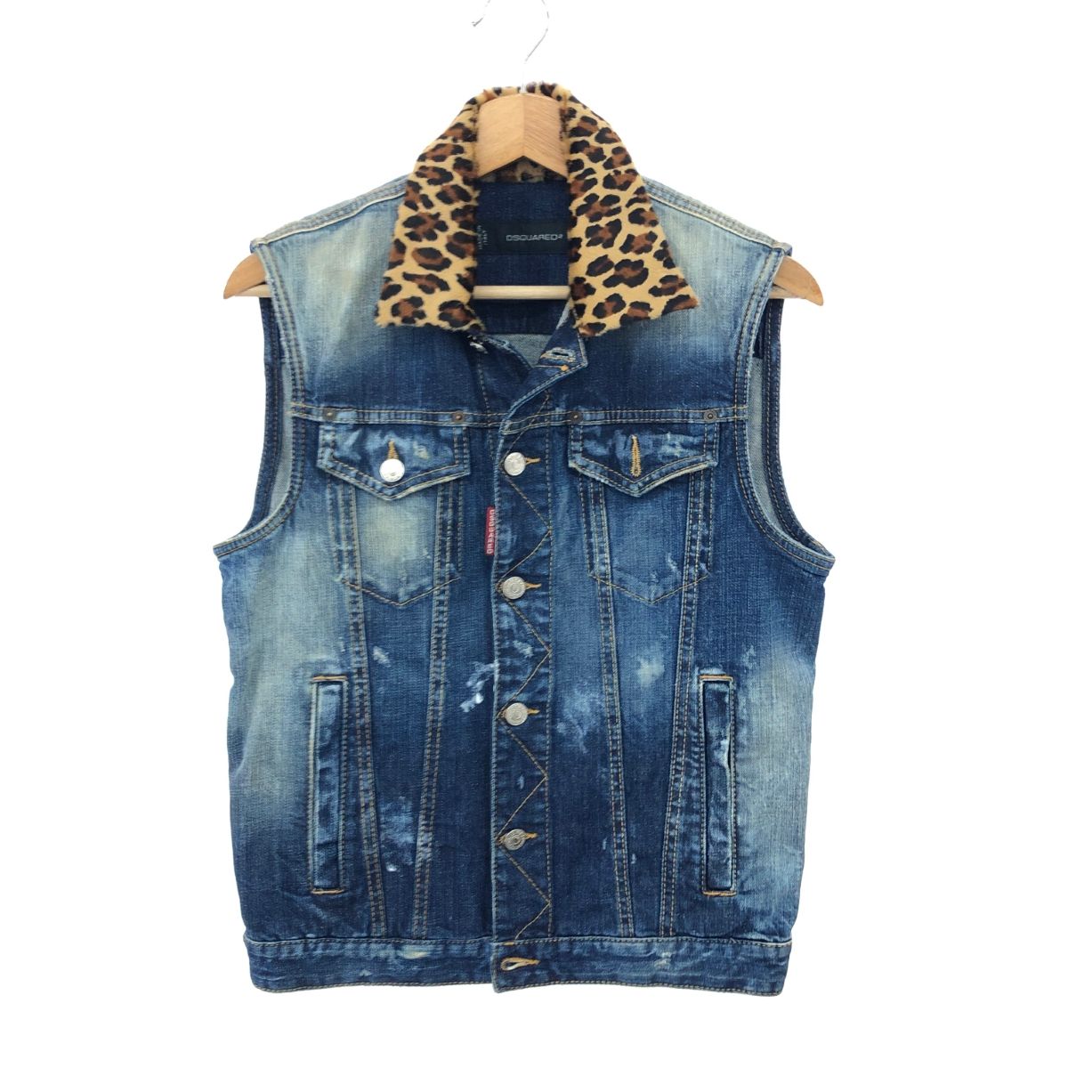 DSQUARED2 デニムベスト ダメージ加工 46 Dsquared2 ディースクエアード デニムベスト サイズ:46 ダメージ加工