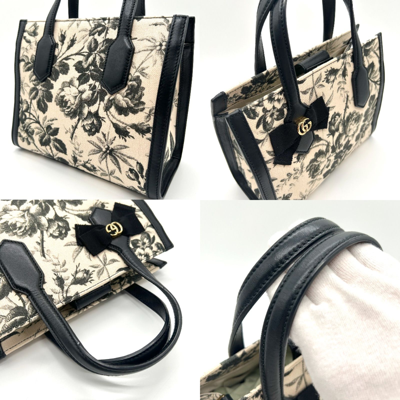 GUCCI グッチ　　ハーバリウム　2way ショルダーバッグ　443089 GUCCI - グッチ 2way バッグ ホワイト ブルー フラワー ハー