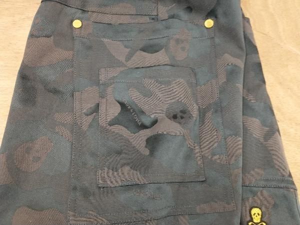 マークアンドロナ パンツ 黒 スカル柄織生地 ストレッチ メンズ 46(M