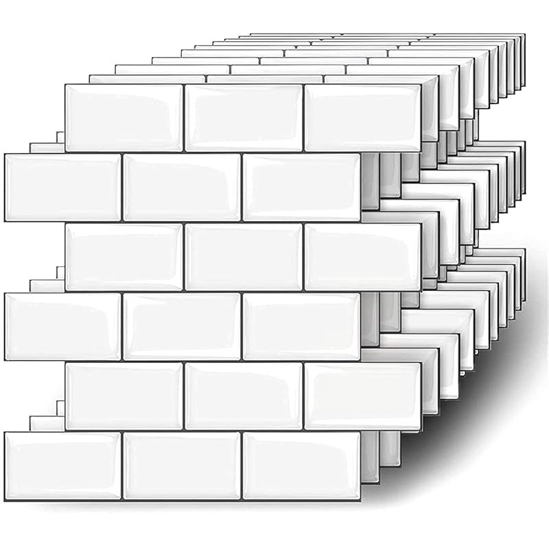 【売れ筋-北欧ホワイト】MORCART タイルシール キッチン 耐熱 防水 洗面所 トイレ DIY 家具やアイテムの装飾 タイルシート 壁紙シール 3D リメイクシート (25x25cm, 20枚) 1