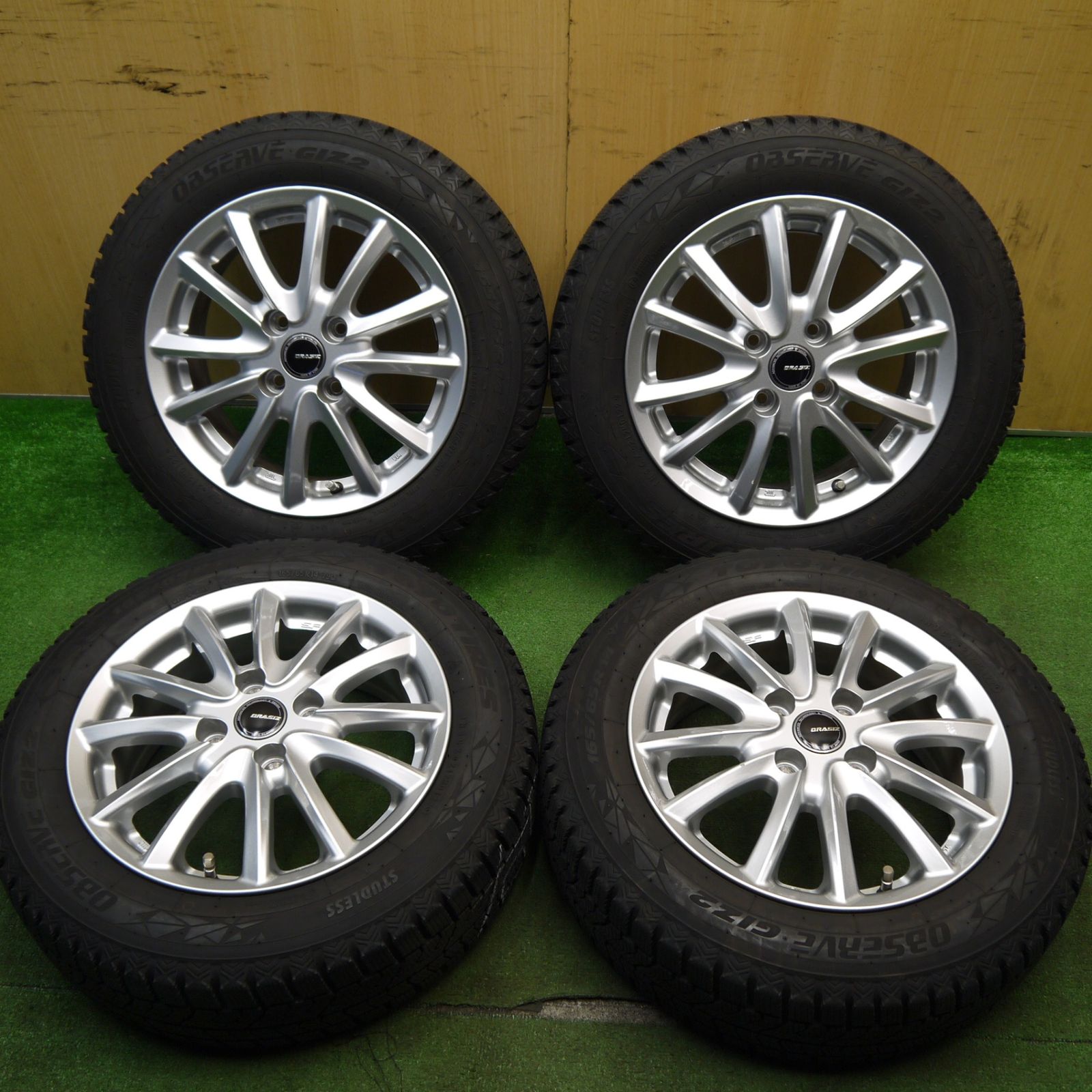 バリ溝 22年 キレイ ほぼ10分 スタッドレス 165|65R14 トーヨー オブザーブ GIZ2 QRASIZ KOSEI コーセイ 14インチ ハスラー ソリオ 等 PCD100|4H 5043011Hス