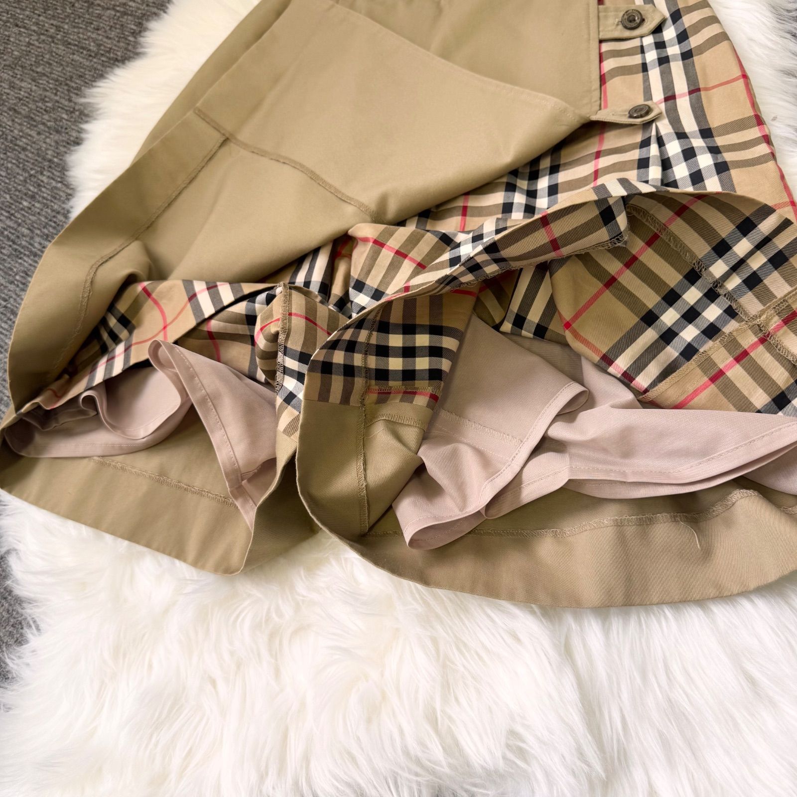 90's BURBERRY ノバチェック ラップ キュロット パンツ ベージュ