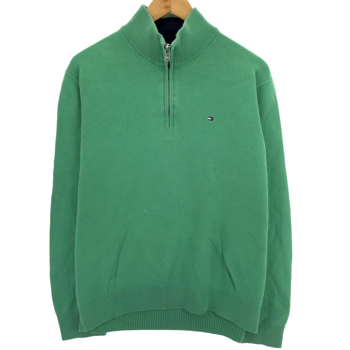 古着 トミーヒルフィガー TOMMY HILFIGER コットンニットハーフジップセーター メンズL/eaa406238