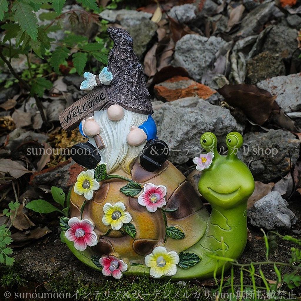 カタツムリ ガーデンオブジェ ガーデンライト 庭の装飾 インテリア ソーラー フラワー ガーデン雑貨 おしゃれ ウェルカムサイン ガーデン 8-14 雑貨 花 庭 ガーデンインテリア 置物 お洒落 太陽光 ノーム ガーデニング