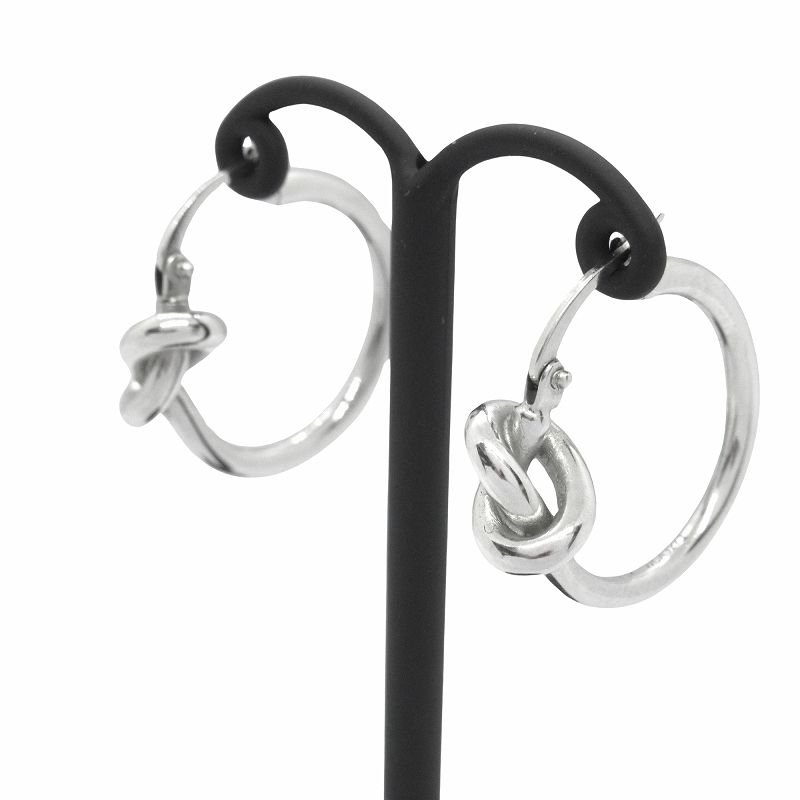 良品 セリーヌ CELINE ノット フープ ピアス メタル アーカイブ
