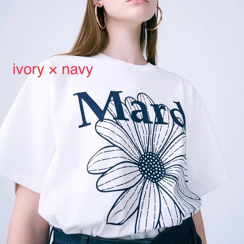 Mardi Mercredi マルディメクルディ Tシャツ IVORY NAVY - www.iq.com.tn