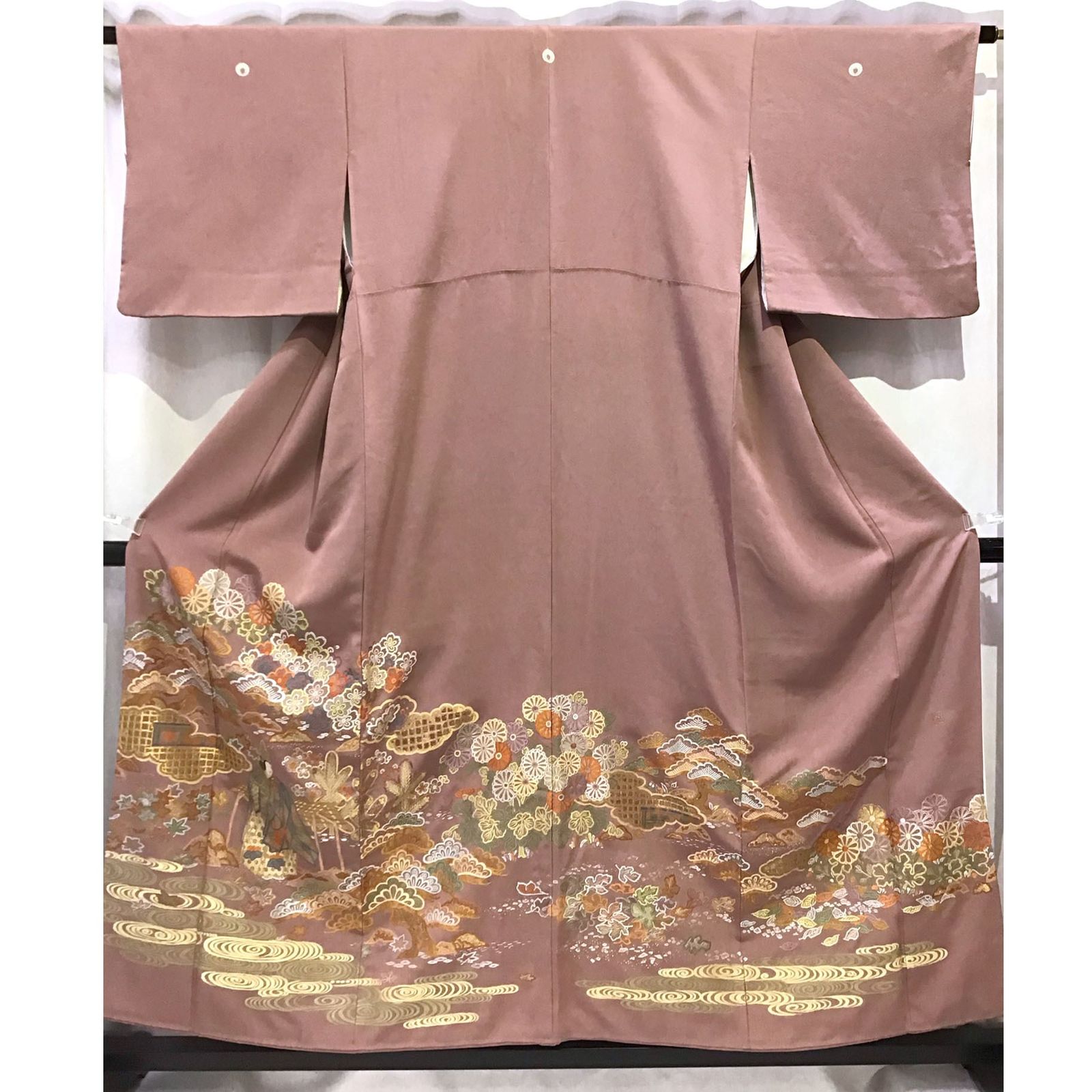 着物 色留袖 自然文様 人物 正絹 三つ紋 No.200701-1257 梱包サイズ60
