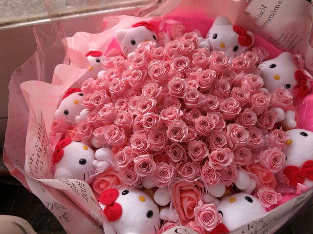 プロポーズ キティ 花束 ピンクバラ 100本 フラワーギフト キティいっぱい9個入り キティ ブーケ プレゼント フラワーギフト STEELWINDOWSANDDOORS_COM