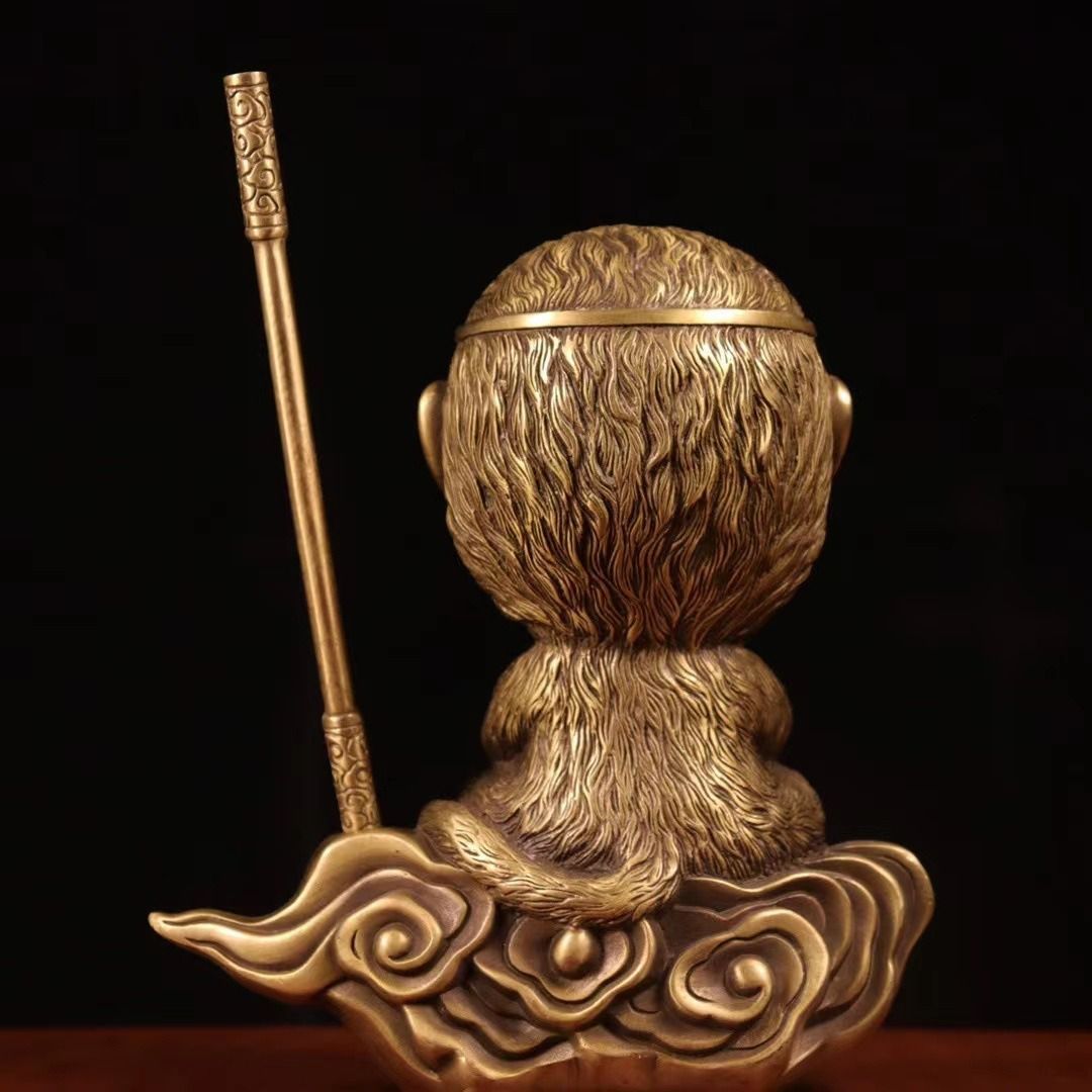 孫悟空 ハヌマーン 2024 ゴールド 置物 オブジェ 銅製 風水グッズ 運気