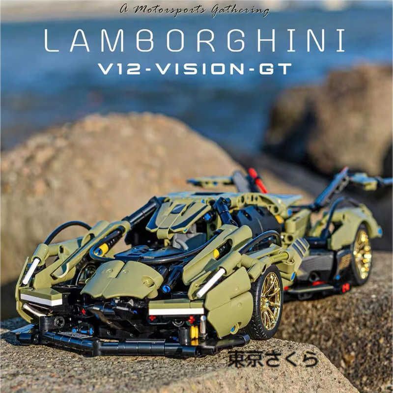 ブロックV12 カー ランボルギーニ 2024 新作 メカ ランナー レースカー 男の子 知育 玩具