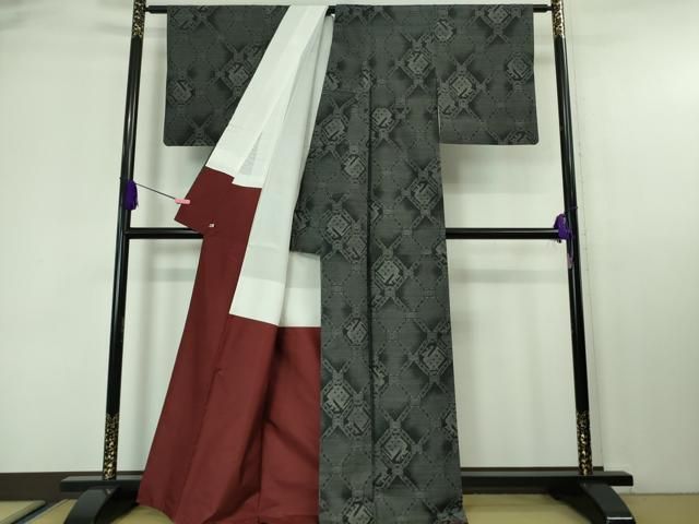 単衣【極上逸品】正絹【未使用】トールサイズ【純絹織物本場大島紬訪問着】フルセット 平和屋着物□極上 本場大島紬 羽織セット 有栖川文様 さが美扱い