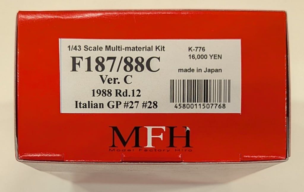 MFH|モデルファクトリーヒロ 1|43Scale Multi-material Kit F187|88C Ver.C 1988 Rd.12 ItalianGP 27 28 K-776