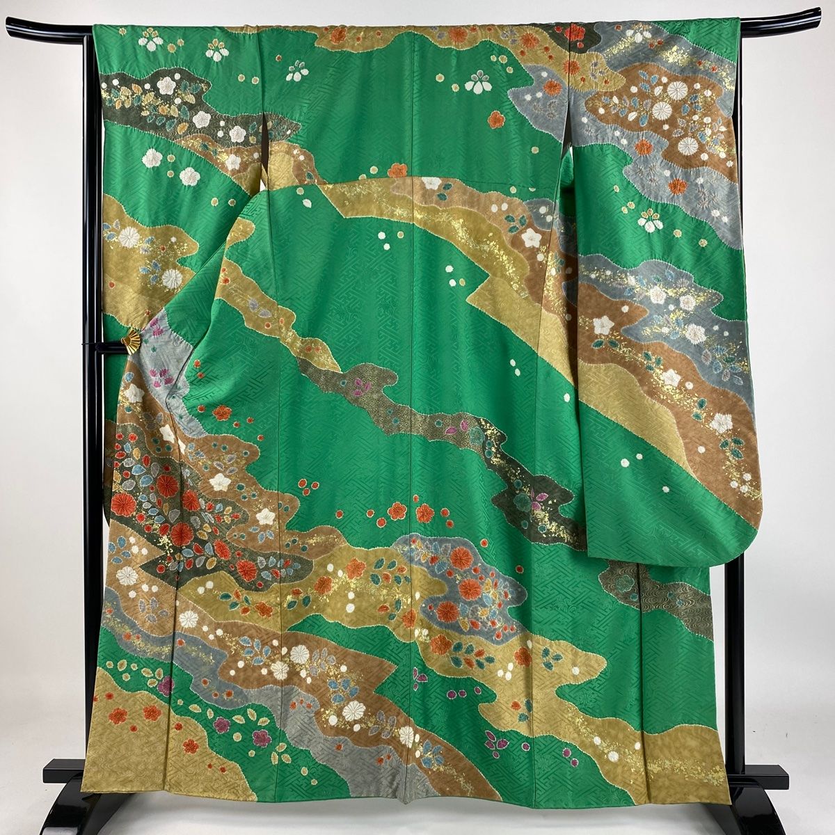 平和屋着物□豪華振袖 駒刺繍 鴛鴦花文 金彩 正絹 逸品 AAAZ5616ma