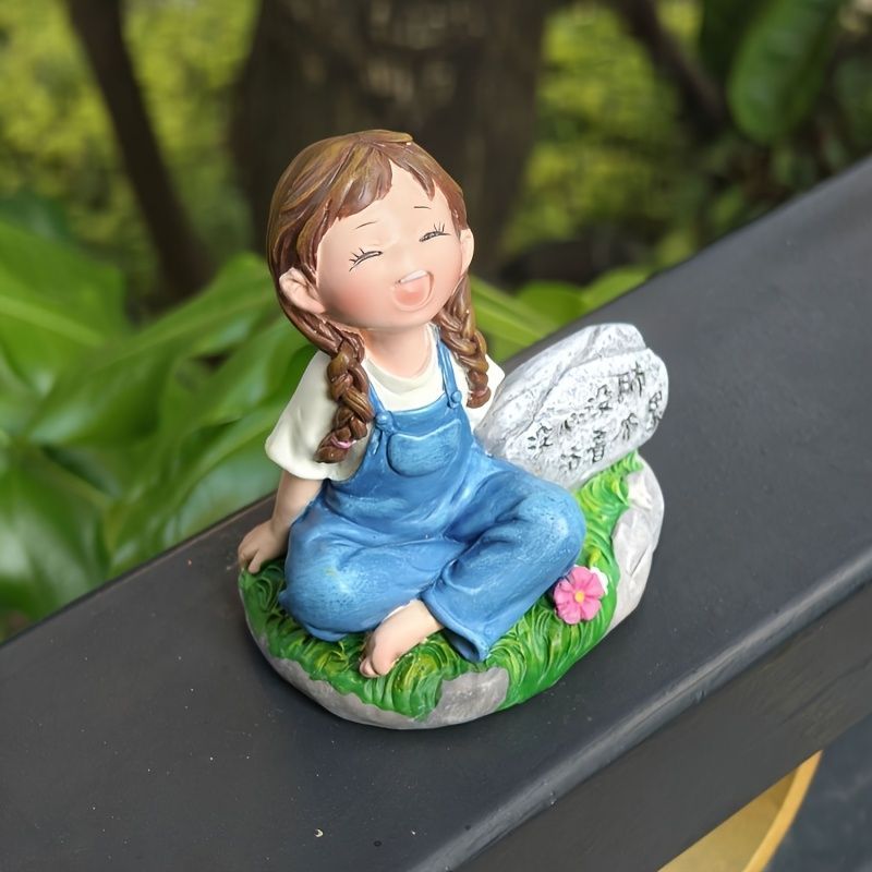 置物 オブジェ ガーデンオーナメント 笑っている少女 女の子 屋外 屋内 室内 インテリア 玄関 リビング ダイニング 装飾 庭 ガーデニング 装飾 ガーデン 可愛い ギフト インテリア用品 贈り物 雑貨