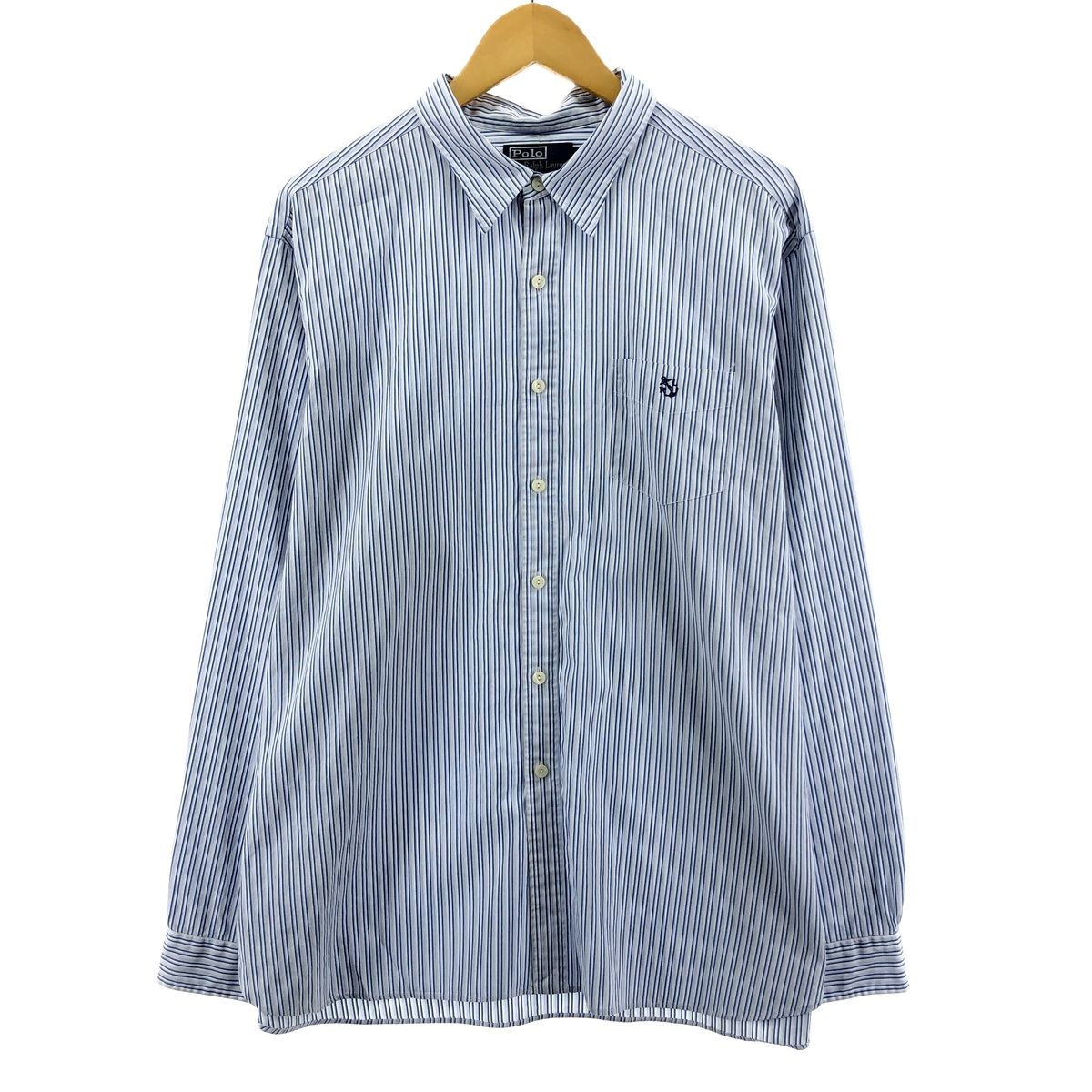 古着 ラルフローレン Ralph Lauren POLO by Ralph Lauren ストライプ柄長袖 ボタンダウンストライプシャツ メンズXXL/eaa383683