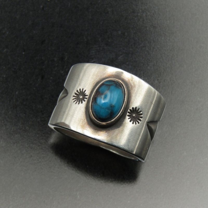 Ivan Howard ナバホ族 リング ビズビー ターコイズ アイバンハワード メンズ レディース スタンプワーク 18号 80007193