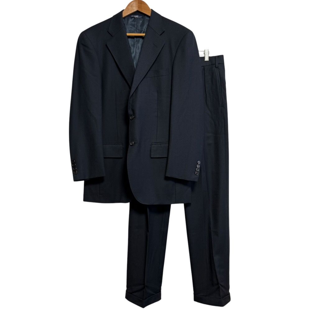 美品 Polo by Ralph Lauren ポロバイラルフローレン テーラードジャケット＋スラックスパンツ スーツ セットアップ A6 ネイビー メンズ 古着 中古 USED