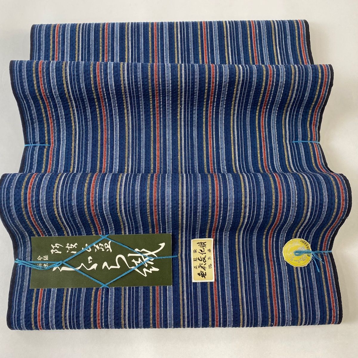反物 秀品 付下げ 霞 金彩 ぼかし 紺色 正絹 【中古】