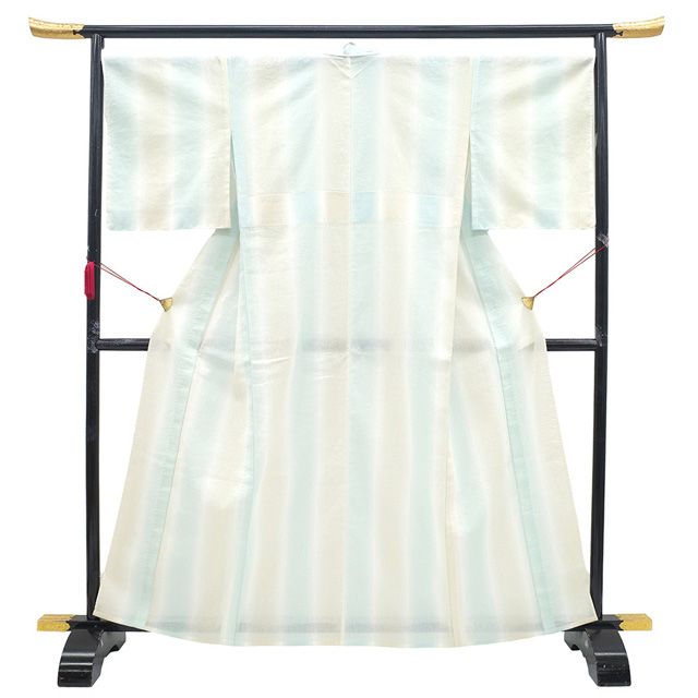 【週末のみ値下げ】近江綿麻ちぢみ単衣　夏着物 週末のみ値下げ】近江綿麻ちぢみ単衣 夏着物