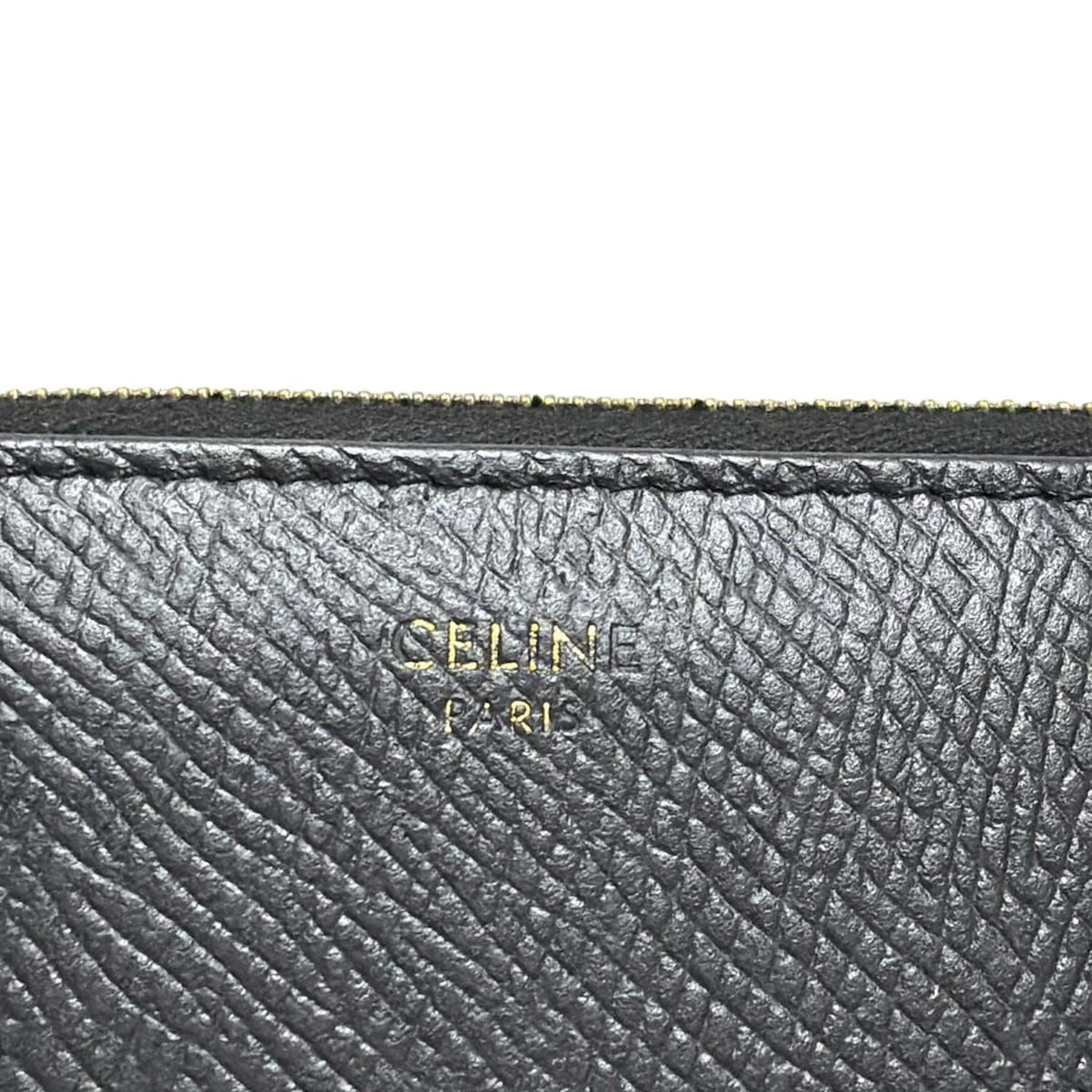 CELINE コインケース 黒 レザー CELINE セリーヌ Cチャーム コインケース レザー レディース
