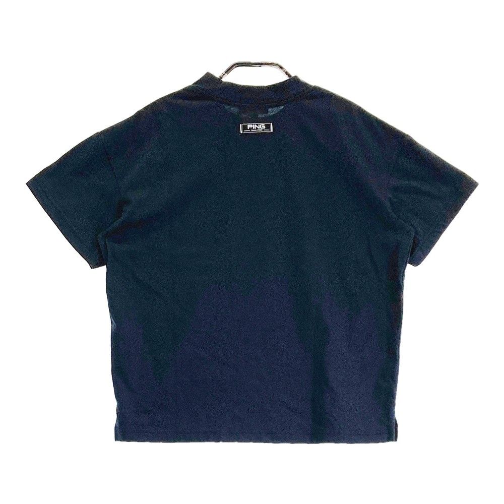 サイズ：SS PING ピン 2023年 モックネック 半袖Tシャツ  ネイビー系 [240101486416] ゴルフウェア レディース ストスト サイズ：SS PING ピン 2023年モデル ハイネック半袖Tシャツ