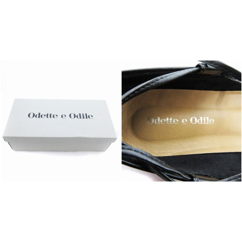 Odette e Odile パンプス ブラック フラットシューズ 23 本革 極美品】Odette e Odile ブラック フラットシューズ 23.5cm
